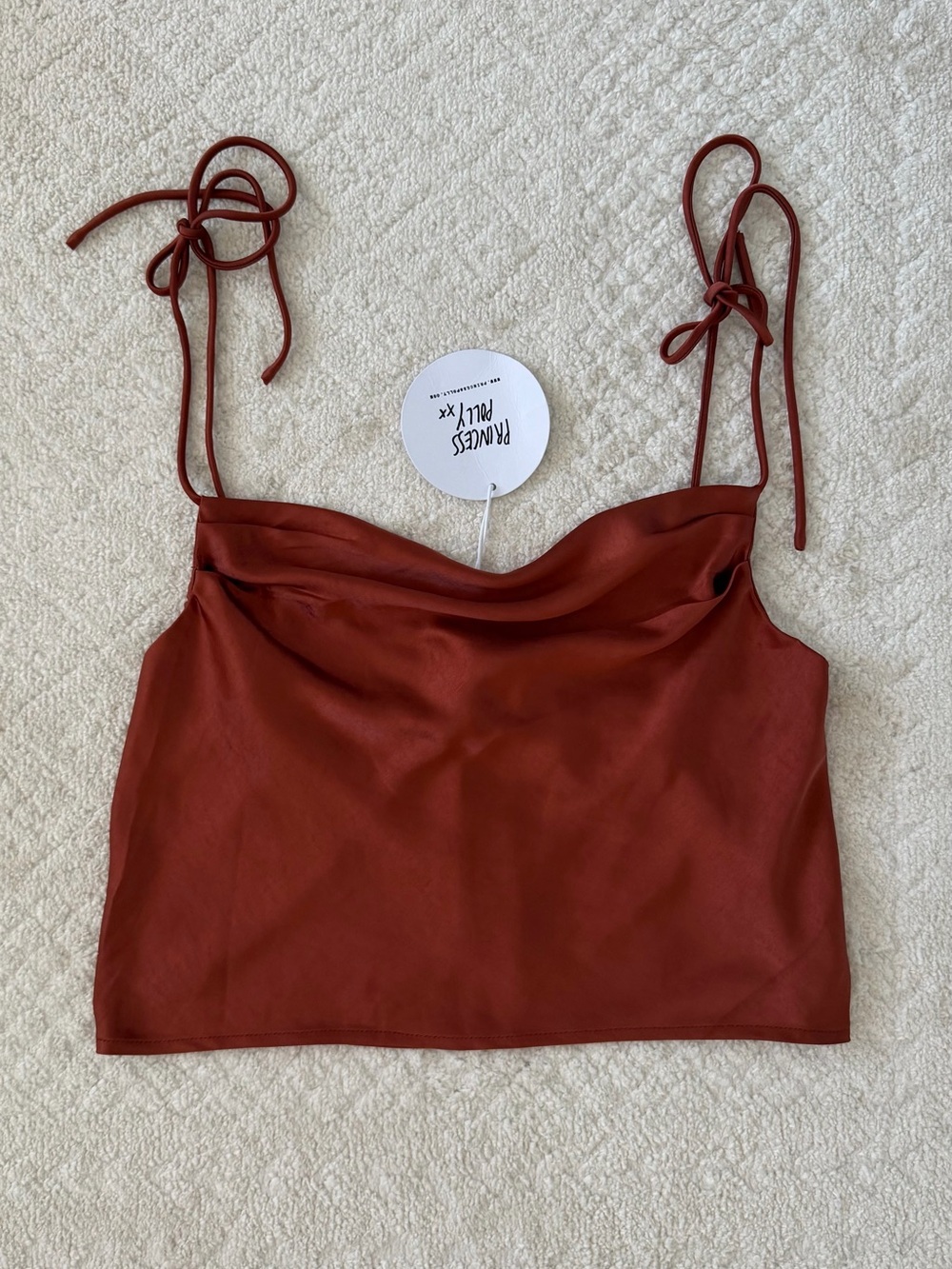 NWT Princess Polly Rust Satin Cowl Spaghetti Strap Camisole